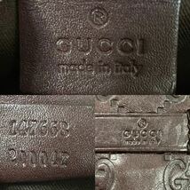 ①【極美品希少モデル】GUCCI グッチ オールレザー GGシマ ミニショルダーバッグ ポシェット ダブルG 男女兼用 ダークブラウン 斜め掛け_画像10