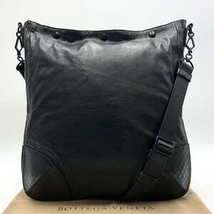 【上美品】BOTTEGA VENETA ボッテガヴェネタ イントレッチオミラージュ ショルダー 黒 ブラック 斜め掛け メンズ