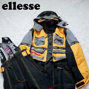 エレッセ/ellesse スキーウェア スノボ スノーボードウエア ジャケット パンツ セットアップ 上下セット ヴィンテージ ビンテージ 刺繍ロゴ