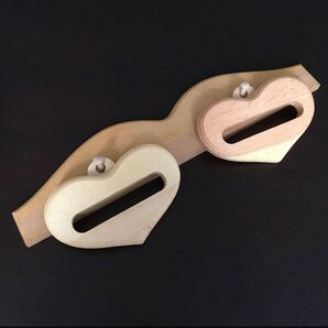 ハートのタオル掛け トールペイント デコパージュ 白木