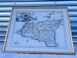 ◆アンティーク 古地図　シチリア　地理　地図　カルタ ◆B-382