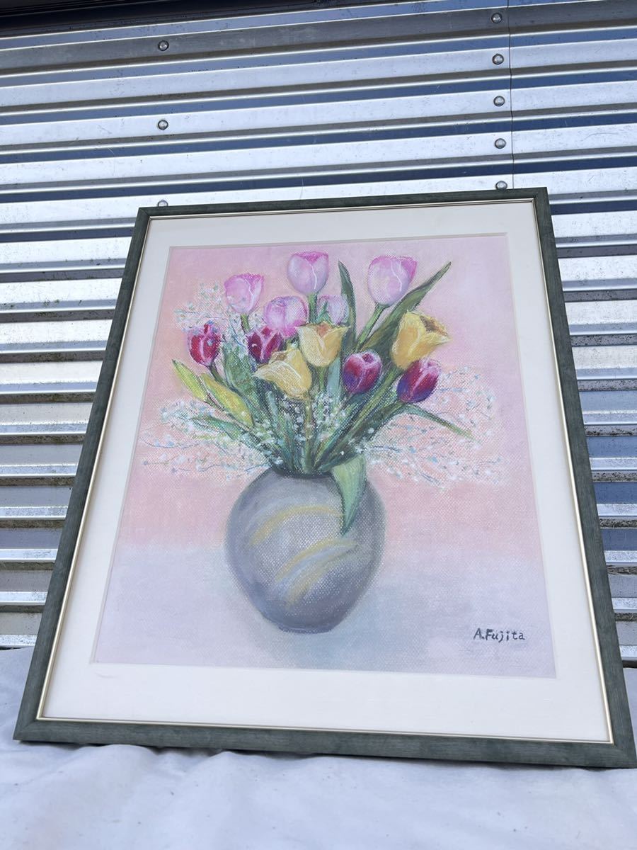 ◆Fleurs de printemps authentiques par Atsuko Fujita encadrées◆B-389, Ouvrages d'art, Peinture, autres