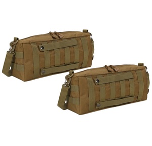 サバゲー バッグ 2個 セット MOLLE モール システム サイド ポーチ バック パック モーリー 釣り 小物 ミリタリー カーキ ブラウン KRB026