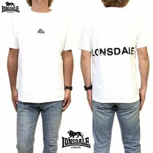 新品 正規 ＬＬ ロンズデール LONSDALE 刺繍ロゴ バックプリント Tシャツ 綿100% 半袖Tシャツ 白 ユニセックス