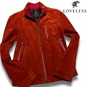 【希少カラー】Lサイズ LOVELESS ラブレス スウェード レザージャケット ライダースジャケット レッド オレンジ 本革 ラムレザー 3 羊革