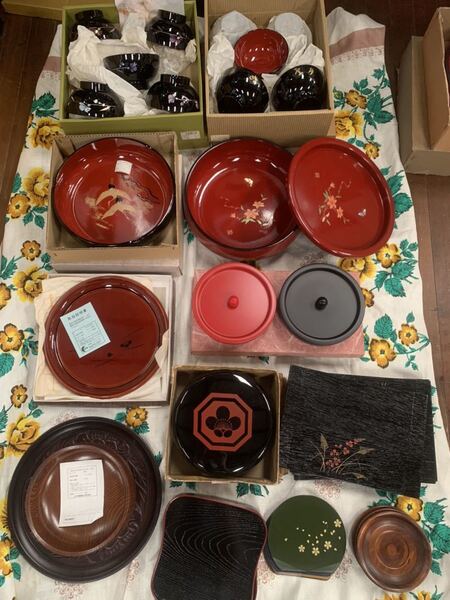 c8 3 漆器 樹脂 木製 まとめて 汁椀 丸盆 菓子器