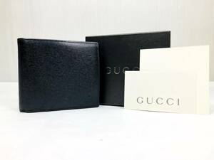 GUCCI グッチ　2つ折り財布 カードケース　小銭入れ付き　本革　レザー　ブラック　ロゴ　黒 