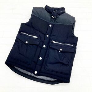 1227◎ ZARA MAN DENIM ザラ マン デニム トップス 中綿 ジャケット アウター ベスト フルジップ 切替 ブラック メンズ38