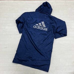 1232◎ 90s オールド ヴィンテージ adidas アディダス トップス ベンチ コート ロング丈 長袖 裏ボア ネイビー メンズ0の画像2