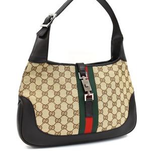 1円 ◆美品 GUCCI グッチ ショルダーバッグ 00963 シェリーライン ジャッキー GGキャンバス ベージュ ブラウン◆〇E.Cim.eC-31