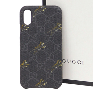 1円 ■ 未使用品 グッチ iPhoneケース iPhoneX・iPhoneXS ブラック系 プラスチック GUCCI ■K.Bgo.lA-15