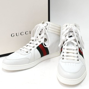 1円 ◎未使用品 GUCCI グッチ スニーカー ハイカット #7.5 26cm 221825 シェリーライン インターロッキングG ホワイト◎E.Cigi.hP-06