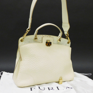 1円 ■フルラ 2wayバッグ ホワイト系 レザー レディース おでかけ ショッピング デート おしゃれ FURLA ■E.Bil.tI-31