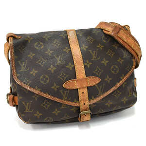 1円 ◆定価12万 LOUIS VUITTON ルイヴィトン ショルダーバッグ ソミュール30 M42256 モノグラム ブラウン◆E.Cme.tI-13