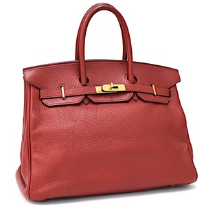 1円 ◎極美品 HERMES エルメス バーキン35 ハンドバッグ □A刻印 トリヨンクレマンス レザー レッド◎E.Dggo.zE-07