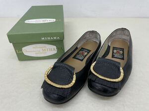 ミハマ Les Chaussures MIHAMA タッセル ローファー パンプス ブラック ラマ 23.5cm 箱付き motomachi シューズ レディース