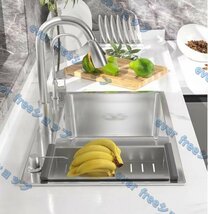 高品質 家庭用キッチン304ステンレス製流し台 台所 シングル槽シンク 食器洗いシンク　野菜シンク 大容量_画像4