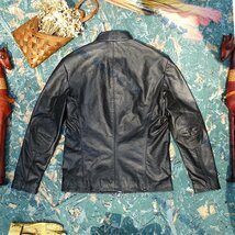 美品登場☆レザージャケット 牛革 カウハイド ライダース 本革 メンズファッション 革ジャン 黒 Ｓ～3XL_画像3