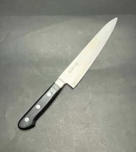 源貞作 粉末鋼 牛刀 鎌型 洋包丁 料理 和食 全長29cm 刃渡り17cm 重量136g 職人 プロ 調理器具 H472