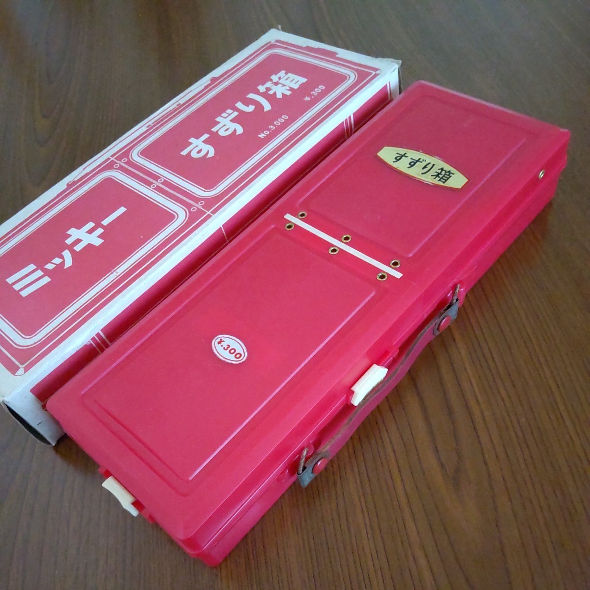 文具店在庫品 昭和レトロ☆ミッキー すずり箱(NO.3.000 赤)☆