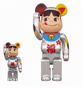 BE@RBRICK☆招き猫 ペコちゃん　福☆銀メッキ☆100%& 400%☆ベアブリック☆メディコムトイ☆新品未開封☆