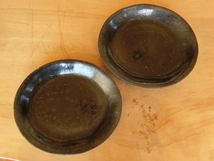 ◆信楽焼 しんにょ陶器 楕円皿 2枚 黒系 メインプレート サラダプレート等に◆USED◆_画像2