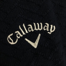 キャロウェイ セーター ネイビー×白 ロゴ刺しゅう ヘリンボーン編み風 ニット ウール混 メンズ M ゴルフウェア Callaway_画像3