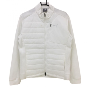 プーマ 中綿ニットジャケット 白 異素材 ダブルジップ メンズ L ゴルフウェア PUMA