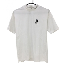 【美品】マークアンドロナ 半袖ハイネックシャツ 白×黒 シリコンスカル メンズ 46 ゴルフウェア 2021年モデル MARK＆LONA_画像1