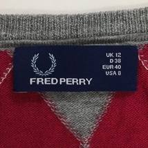 【美品】フレッドペリー Vネックセーター グレー×ピンク アーガイル レディース EUR 40(L) ゴルフウェア FRED PERRY_画像4