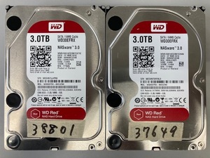 ★２個セット★WESTERN DIGITAL ウェスタンデジタル WD RED WD30EFRX 3TB 3000G 5400rpm SATA 3.5インチ NAS Hard Drive