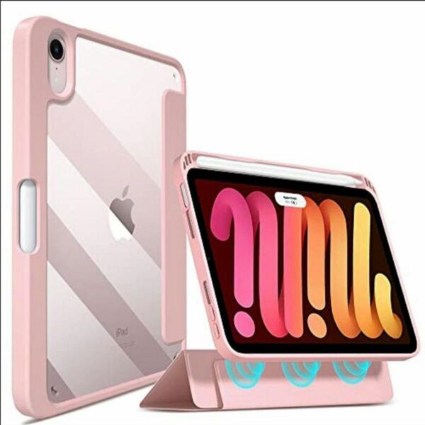 iPad mini 6 ケース 2021 ピンク 磁器吸着 三つ折り かわいい カバー ペンシル 収納 タブレット