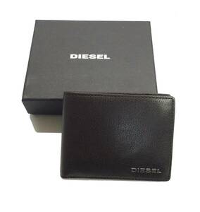 DIESEL ディーゼル レザー 二つ折り 財布 ウォレット 小銭入れあり ダークブラウン系 (ma)