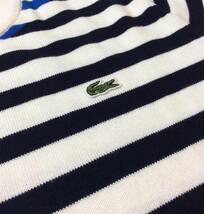 未使用 LACOSTE ラコステ コットン ボーダー ニット セーター ZOY ホワイト/ブルー/ブラック系 メンズ 3 (ma)_画像3