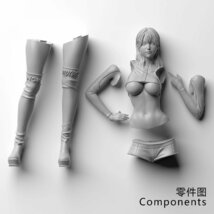 【送料無料】1/35 レースクイーン モデル セクシー 少女 H52mm ミニチュア フィギュア プラモデル ガレージキット 未塗装 未組立_画像2