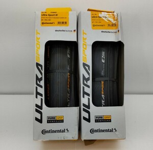 黒 25C コンチネンタル ウルトラスポーツ3 2本セット 700×25C Continental UltraSport3 新品 未使用 クリンチャー ブラック 訳アリ