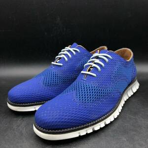 M1685 良品 COLE HAAN コールハーン GRAND 0S ゼログランド ウイングチップ スニーカー メンズ 8/25.5〜26.0cm相当 ブルー 靴