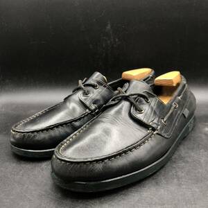 M1726 Paraboot パラブーツ レザー デッキシューズ スリッポン メンズ 8/26.5cm相当 ブラック 黒 革靴 シューズ