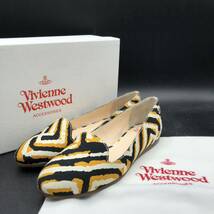 M1732 美品 Vivienne Westwood ヴィヴィアンウエストウッド キャンバス フラットシューズ パンプス 36/23.0cm相当 ブラック マスタード_画像1