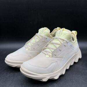 M1745 良品 ecco エコー ローカット スニーカー シューズ レディース 36/23.0cm相当 アイボリー イエロー 靴 