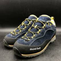 M1752 美品 mont-bell モンベル クラッグステッパー GORE-TEX ゴアテックス トレッキング シューズ メンズ 25.5cm ネイビー イエロー 靴_画像1