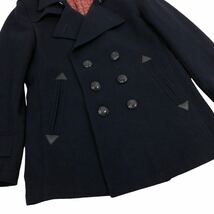 m441-29 BURBERRY BLACK LABEL バーバリーブラックレーベル 中綿 Pコート ピーコート 裏地チェック柄 ダブル ジャケット ネイビー メンズ M_画像3