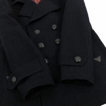 m441-29 BURBERRY BLACK LABEL バーバリーブラックレーベル 中綿 Pコート ピーコート 裏地チェック柄 ダブル ジャケット ネイビー メンズ M_画像4