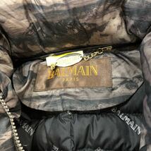 m444 BALMAIN バルマン ダウン 95％ 総柄 ダウンコート コート ブルーフォックス ファー フード アウター ブラウン系 レディース L_画像8