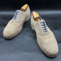 M1881 JOHNSTON&MURPHY ジョンストン＆マーフィー レザー スエード ウイングチップ 内羽根 8.5/26.5〜27.0cm 相当 ベージュ 革靴_画像3