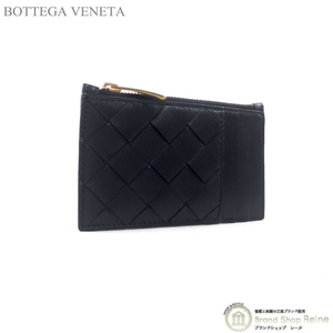 ボッテガ ヴェネタ （BOTTEGA VENETA） イントレチャート ファスナー付きカードケース コインケース 小銭入れ 680613 ブラック（新品）