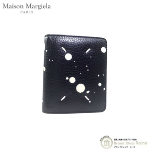 メゾン マルジェラ （Maison Margiela） バイフォールド ウォレット コンパクト 二つ折り 財布 S56UI0140 ブラック ペイント（中古）