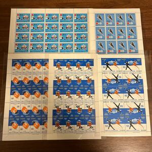 切手 札幌オリンピック冬季大会 1972 5種 5シート 額面1,900円