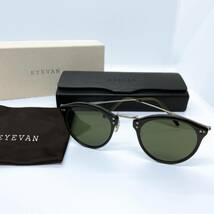 極美品 EYEVAN アイヴァン E-0951-SG ボストン コンビ サングラス 眼鏡 メガネ カラーレンズ ガラスレンズ ブラック シルバー グリーン_画像1