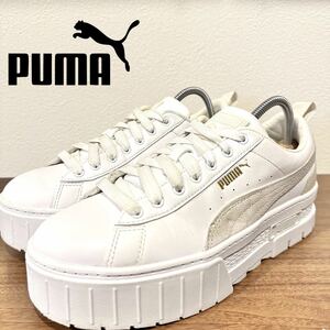 PUMA MAYZE LTH WNS プーマ メイズ レザー レディース ホワイト ローカットスニーカー 厚底 カジュアル 25.5cm